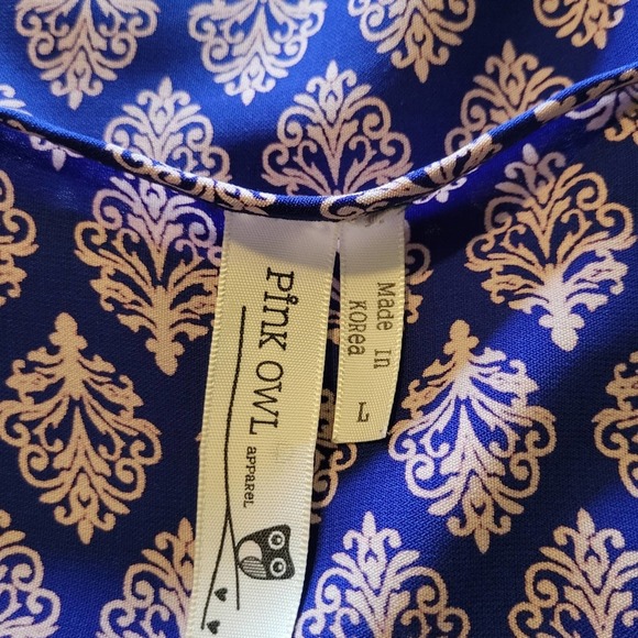 SALE-Pink Owl women's boho paisley style cinched waist dress size large - Picture 9 of 10